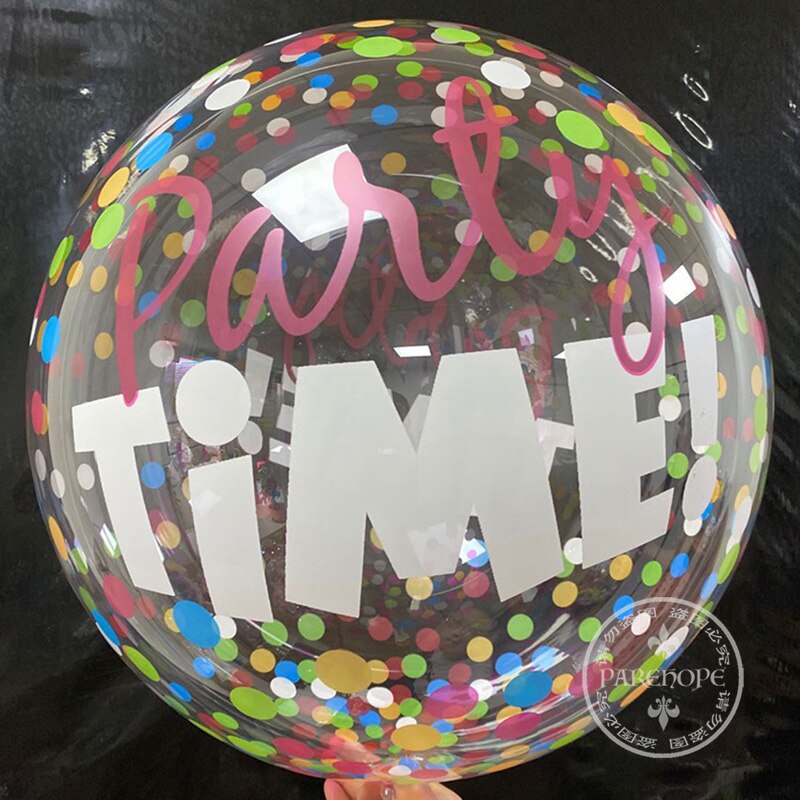 20 '' gennemsigtig pvc trykt heliumboble ballon oppustelige bobo balloner til bryllupsfødselsdagsfest baby shower dekoration: Trykt festtid