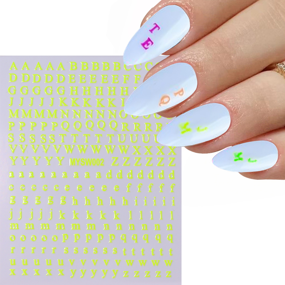 Calcomanías adhesivas con letras en inglés doradas y plateadas, pegatinas 3D metálicas con 26 alfabeto para decoración de uñas, deslizadores de manicura con letras 3D, 1 ud.