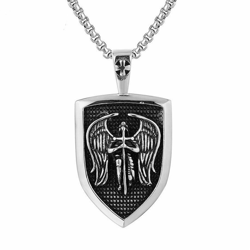 Pendentif médaillon de la Saint-valentin pour homme, collier en acier inoxydable