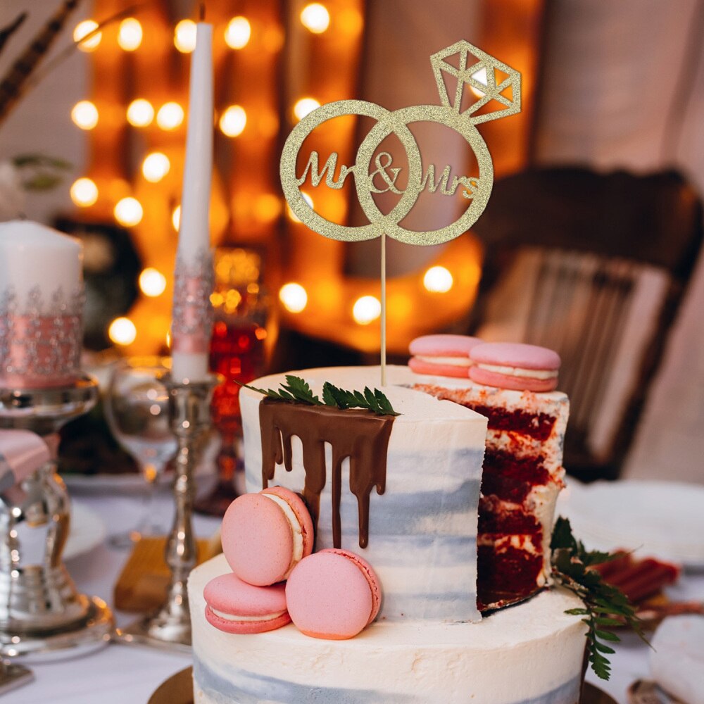 1 pc Kuchen Deckel Goldene Glitzernde Diamant Ring Cupcake Kuchen Dekor wählen für Valentinstag Engagement Hochzeit