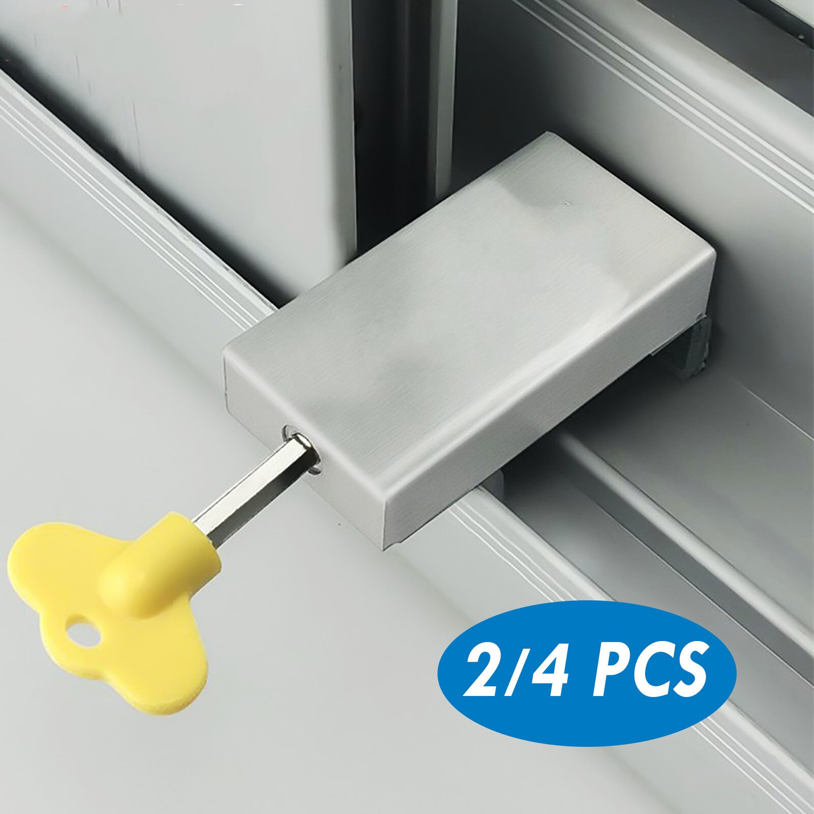 40# 2/4PCS Adjustable Sliding Window Aluminum Stop Locks Security Door Frame With Keys Home Office Security Lock Window
