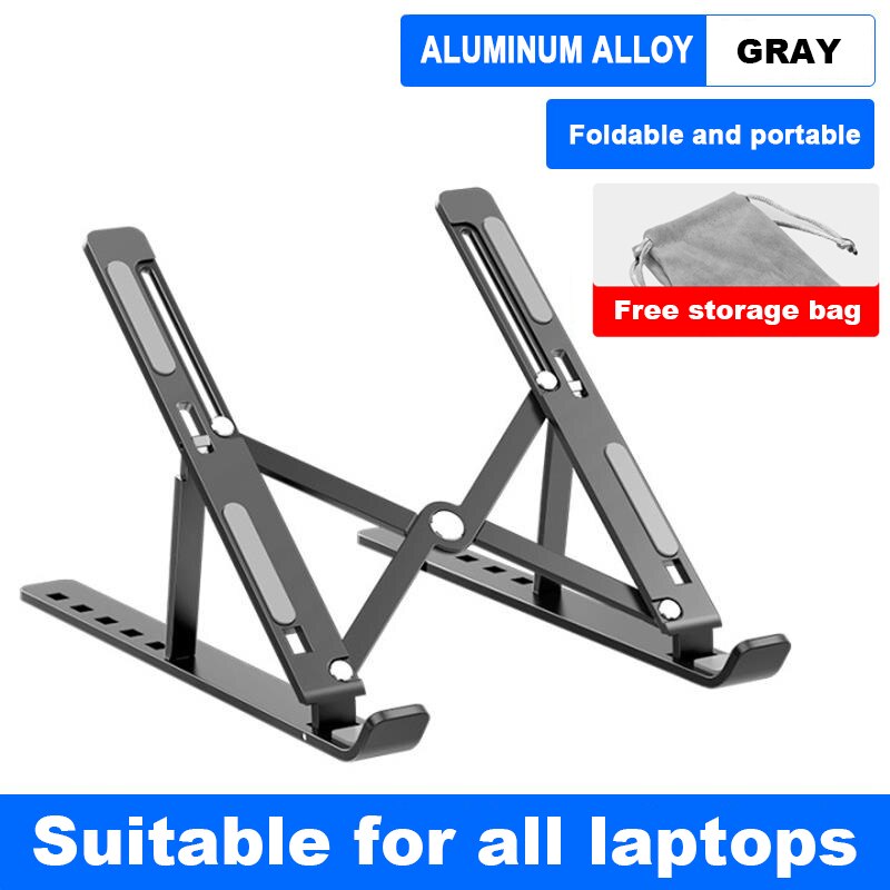 Draagbare Laptop Stand Aluminium Opvouwbare Notebook Ondersteuning Laptop Base Macbook Pro Holder Verstelbare Beugel Computer Accessoires: Aluminumalloy gray