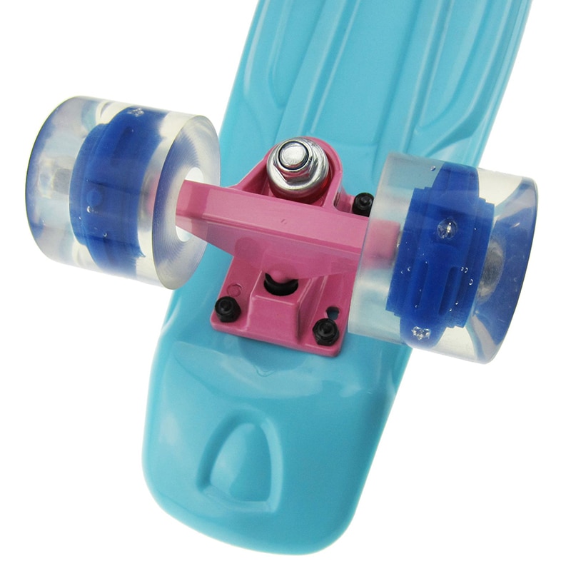Skateboard skate board 22 tommer cruiser firehjulet banan stil plastbræt dæk aluminium beslag med led blinkende hjul