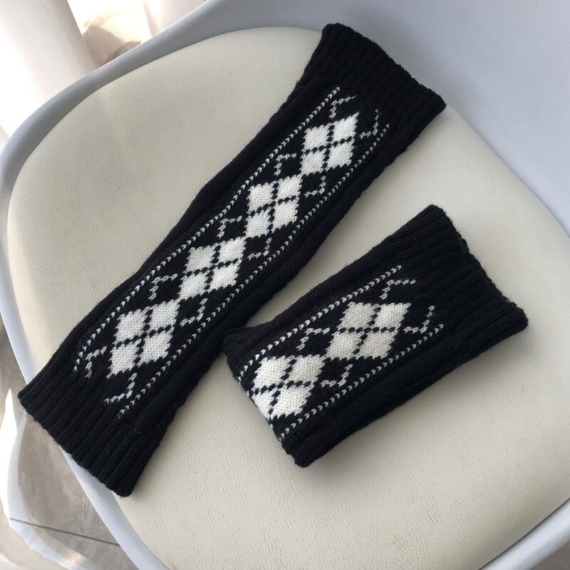 England Style Women Cable Knit Leg Warmers College Student Classic Vintage Argyle Diamond Plaid Foot Cover Calf Socks M6CD