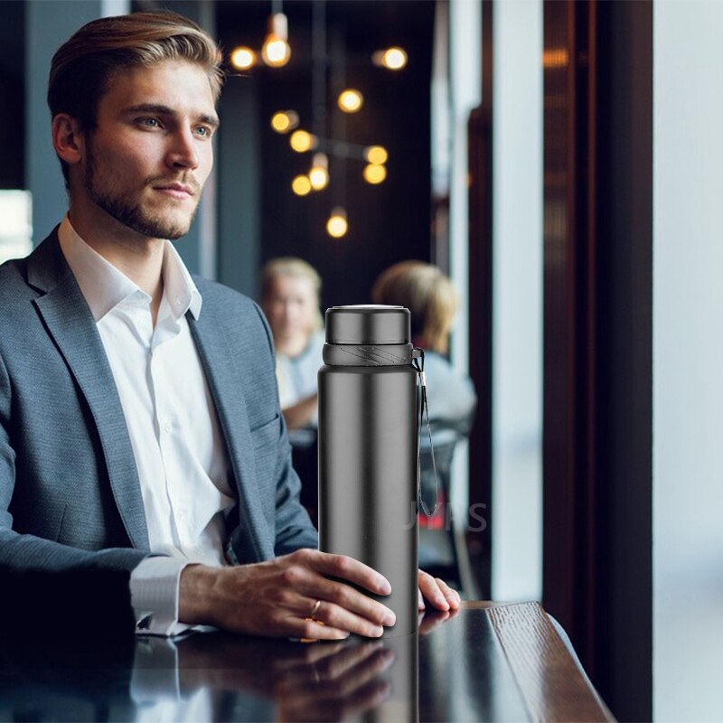 Botella de agua térmica de 1L, botella de agua fría y , termo para agua, té, café, frascos de vacío, botella termo de acero inoxidable