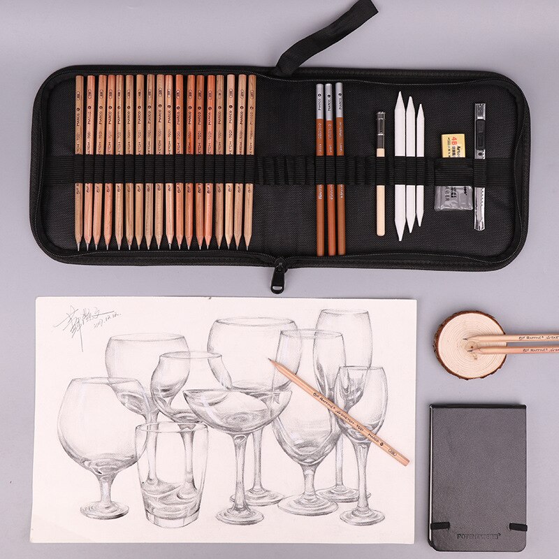 Marco Sketch Pencil Set Sketching Drawing Kit Wood Pencil Pencil Bags For Painter School Students Art Supplies