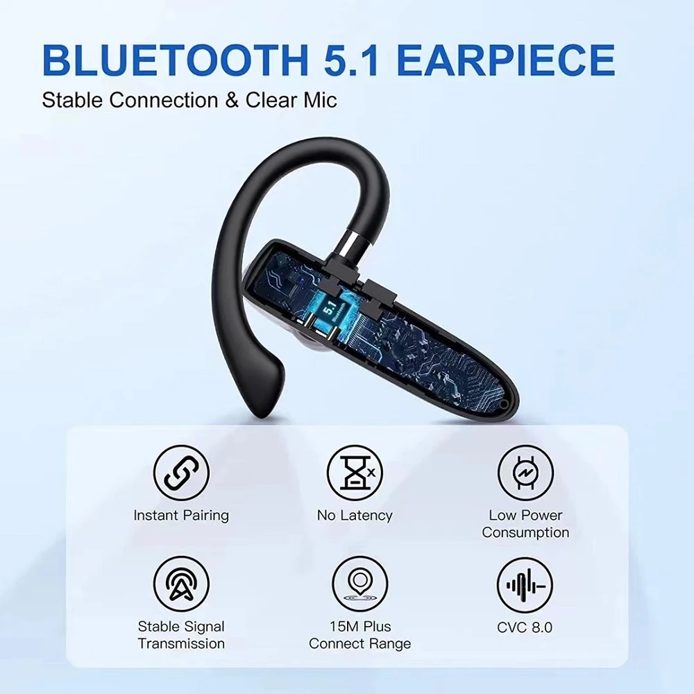 Wireless Headphones Bluetooth Earphone Ear-Hook Mini HIFI Bass Noise Cancelling Headset With Mic Earbuds Sport Game Driving