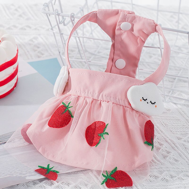 Vêtements d'été pour animaux de compagnie, jupe imprimée de fruits pour chiens, princesse fraise, Super petits vêtements mignons, rose: 1 / XXL