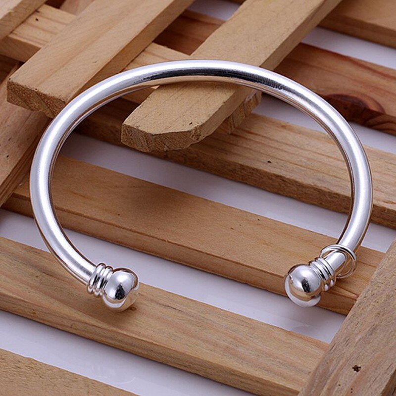 Zilveren sieraden 925 sieraden verzilverd bangle armband Dubbele Ballen Zilveren Bangle/HUFUKEEZ CAWCQHSH