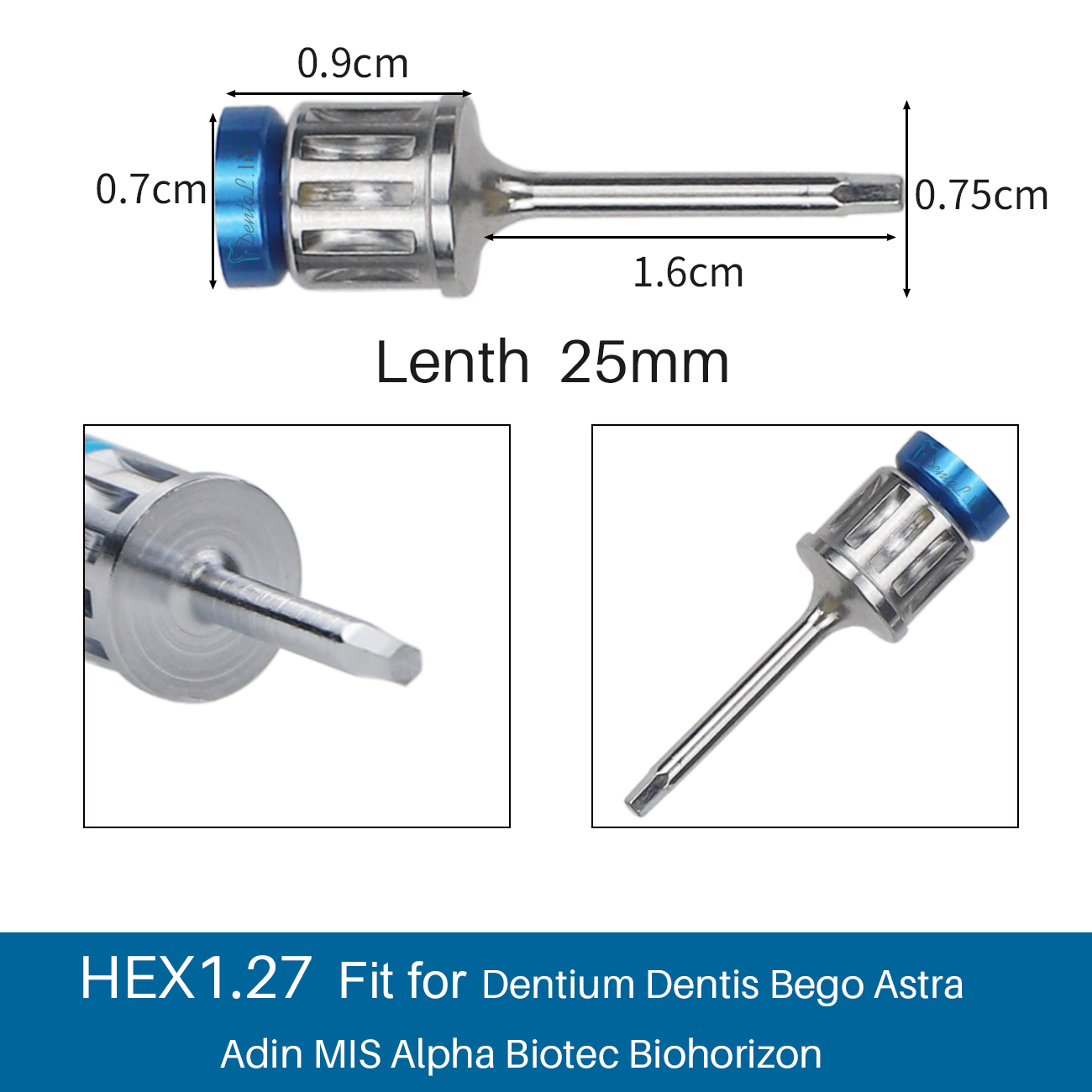 Dental Universal Implant Torque Screwdrivers Wrench Dental Implant Restoration Tool Kit 10-70NCM: L 1PC HEX1.27