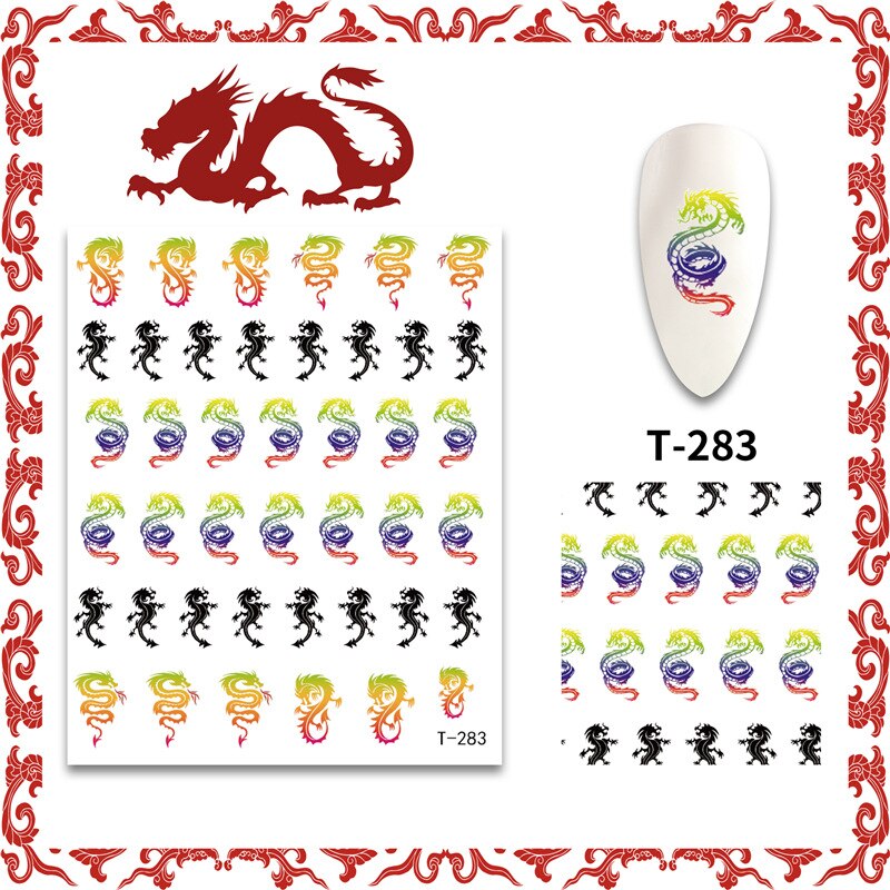 Chinese Dragon Nail Art Stickers Punk Nail Decals Waterproof Nail Decoration Colorful Dragon Element Nail Accesories For Nails: 06
