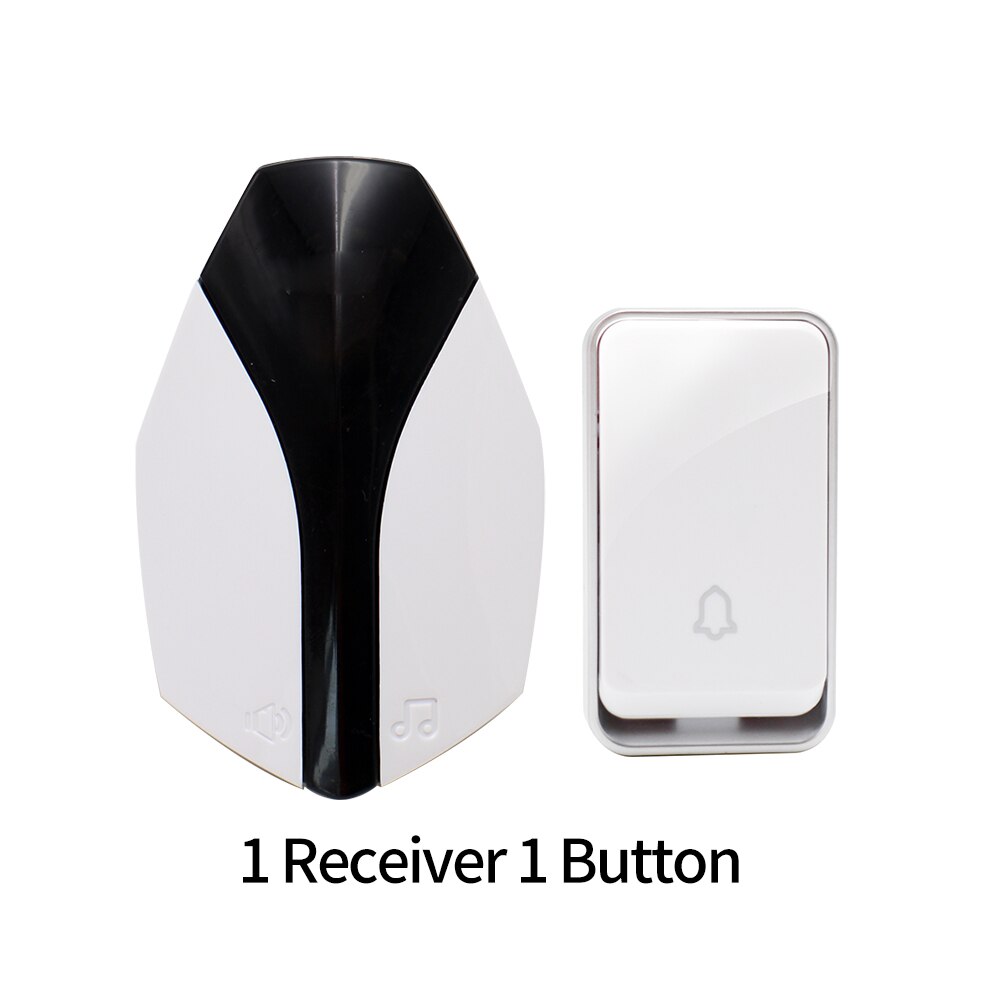 EU Plug Wireless Self-powered Smart LED Light Doorbells Button and Receiver No Battery Requiring with 1/2 Button 1/2 Receiver: 1Receiver 1ButtonHB