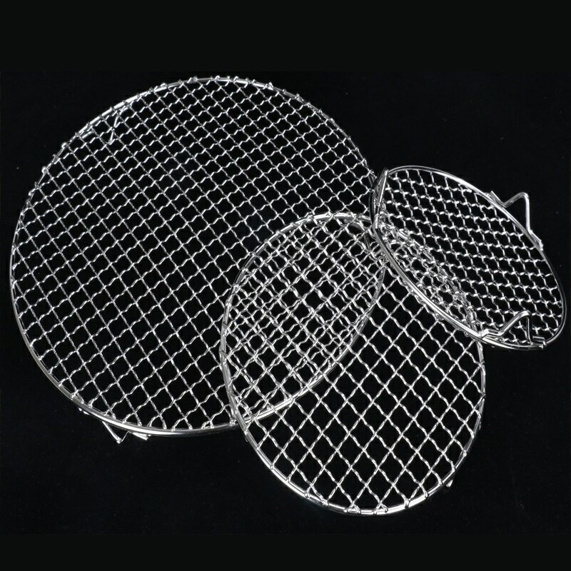 304 rustfrit stål runde grill bbq grill netmasker stativer gitter rundt rist dampnet camping vandreture udendørs mesh trådnet