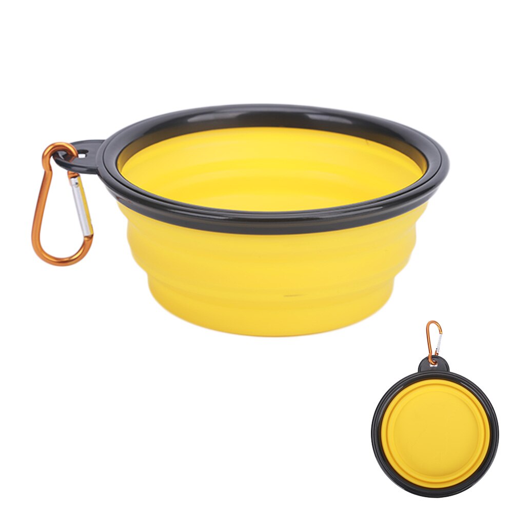 Cuenco plegable de silicona para perro, accesorio portátil de viaje, utensilios para comedero, cuencos pequeños de mudio, 1 unidad: YELLOW