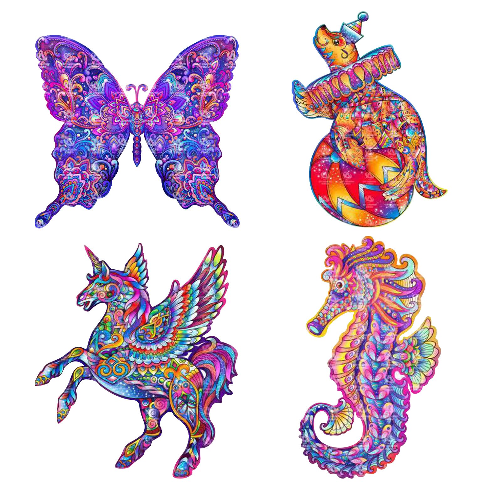 Unregelmäßig Geformte Schmetterlinge Dichtungen Pferde Seahorses Holz Puzzles Für Erwachsene Und Kinder Einzigartige Form Jigsaw Stück