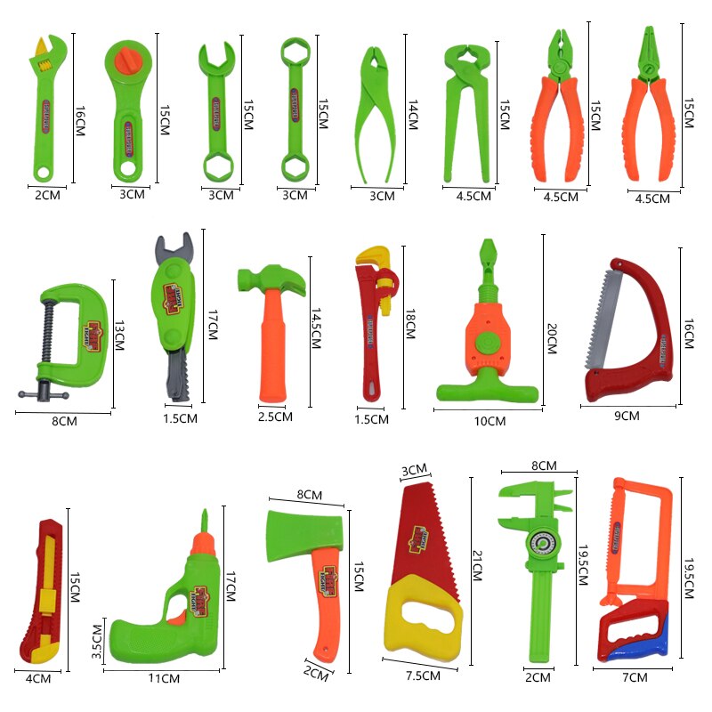 34PCS/Set Garden Tool Toys For Children Repair Tools Pretend Play Environmental Plastic Engineering Maintenance Tool Toys