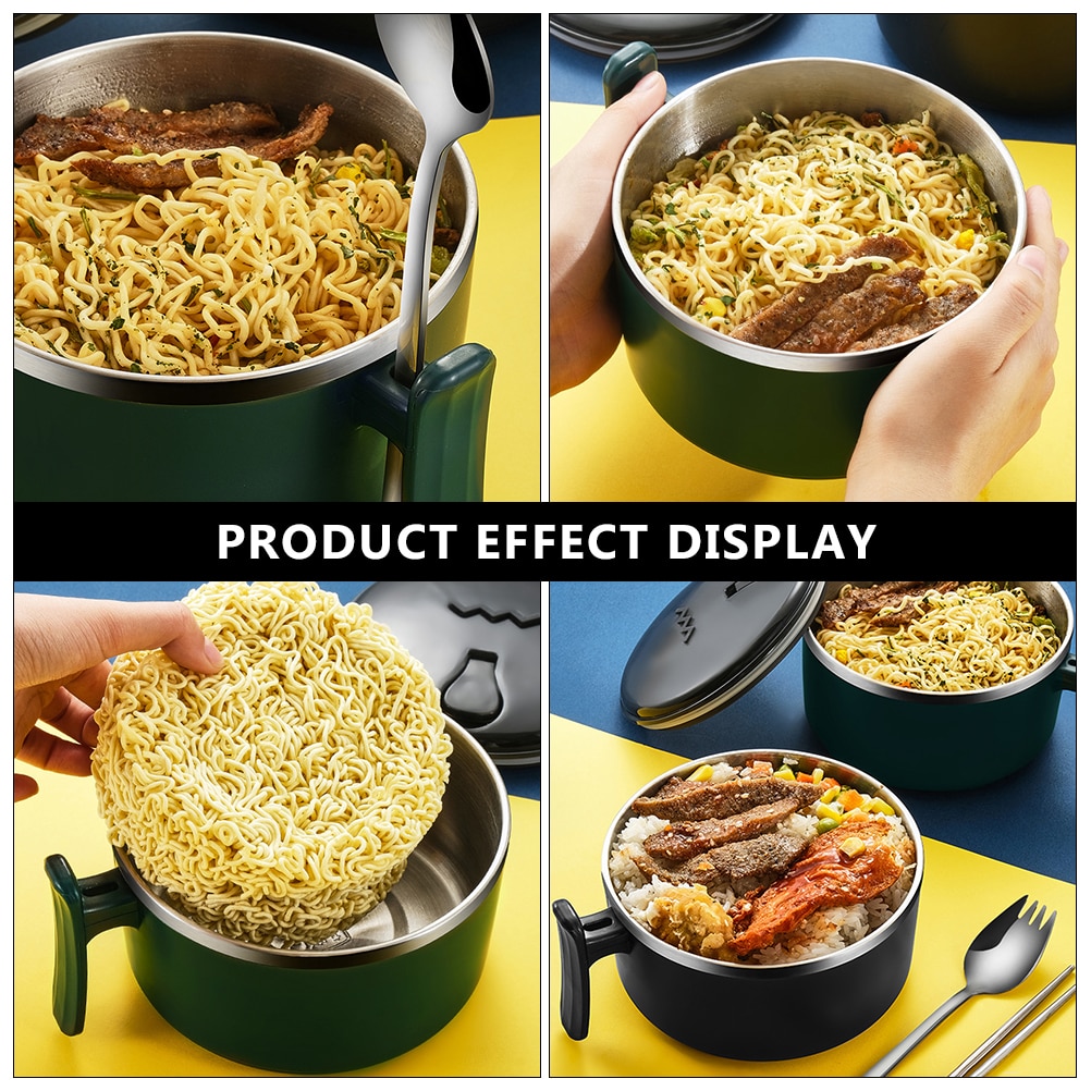 Instant Noodle Kom Chic Container Servies Bestek Soep Container Met Handvat En Deksel Voedsel Container Noedelkom