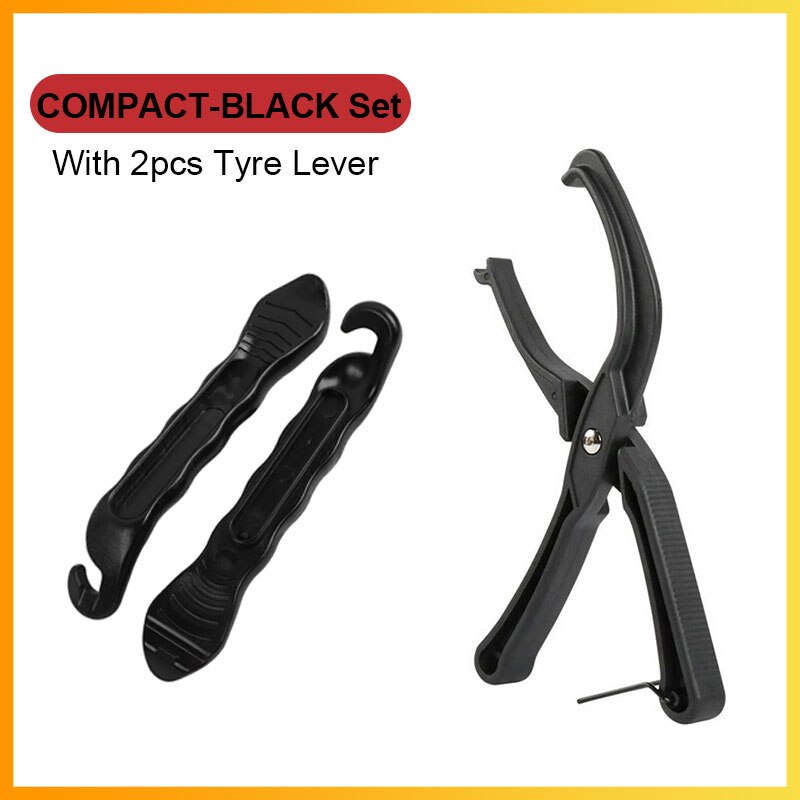 Universal Bicycle Tire Repair Tool MTB Road Bike Tyre Seating Tool Quickly Install/Removal Cycling Tire Lever Bead Jack Tools: COMPACT SET - BLACK