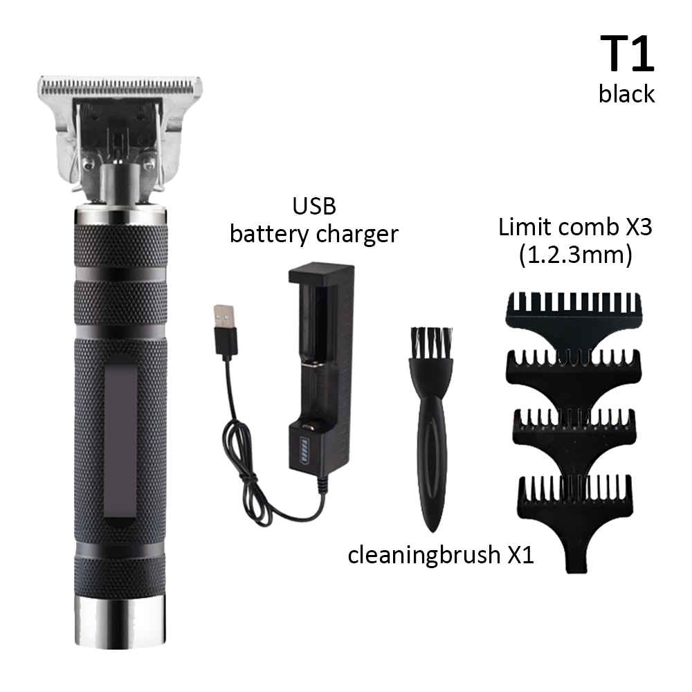 Oplaadbare Tondeuse Kapper Kapsel Cutter Maaier Snijmachine Scheermes Tondeuse Clippers Mannen Baard Trimmer Voor Mannen: T1 black no box