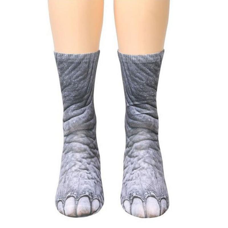 Zachte Casual Leuke Katoenen Dier Voeten Gesimuleerde Sokken Unisex Volwassen 3D Dieren Paw Print Lange Sokken: 03