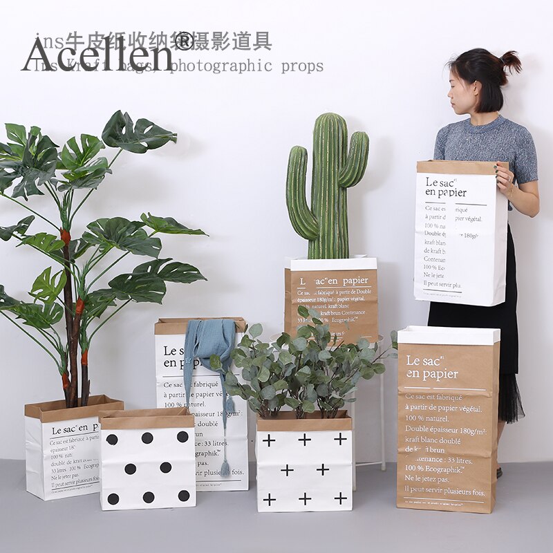 Europe Style Multi Painting Kraft Paper Floor Plant Bonsai Flower Home Decorative Paper Vase Home Storage Decor Accessories