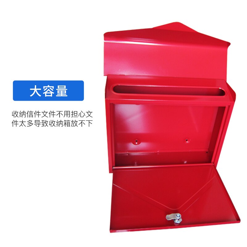 38x12.5x29.4CM Wall Mounted Metal Lockable Simple Mailbox Outdoor Apartment Home Letterbox Mail Newspaper Box Garden Ornament