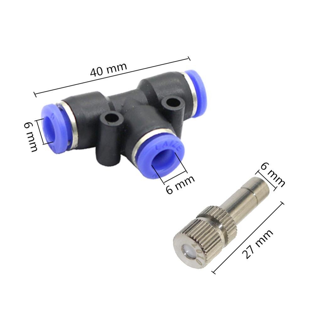 Niederdruck Beschlagen Düsen 0.1 ~ 0,6mm Öffnung 6mm T Stecker Garten Bauernhof Gewächshaus Bewässerung Befeuchten Kühlung Spritzgerät 6 stücke
