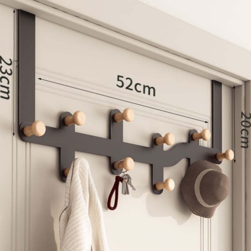 Houten opberghaken boven de deur Haken Kleding Jas Hoed Handdoekhanger Home Organizer Rack Badkamer Keuken Accessoires Houder: Licht Groen