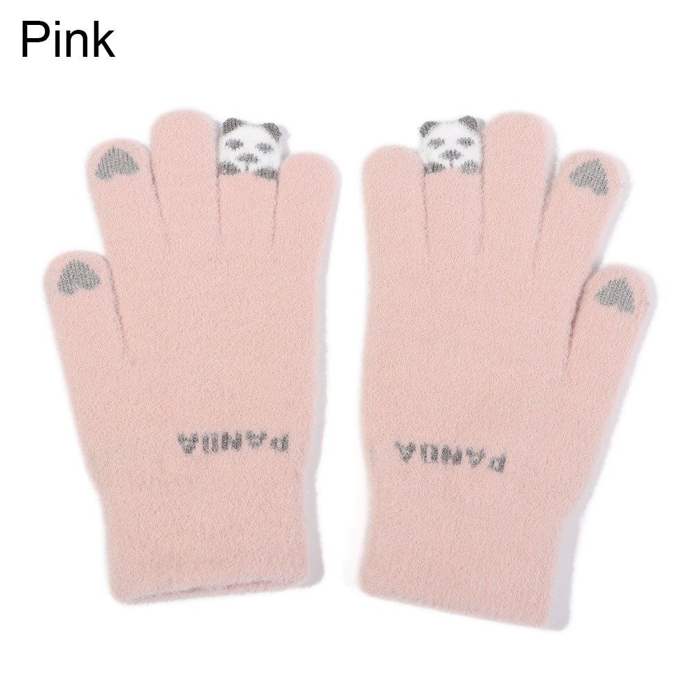Słodki kreskówka koty rękawiczki damskie dziewczęce zimowe ciepłe rękawiczki zagęścić dzianinowe pełne mitenki rękawiczki robić ekranu dotykowego