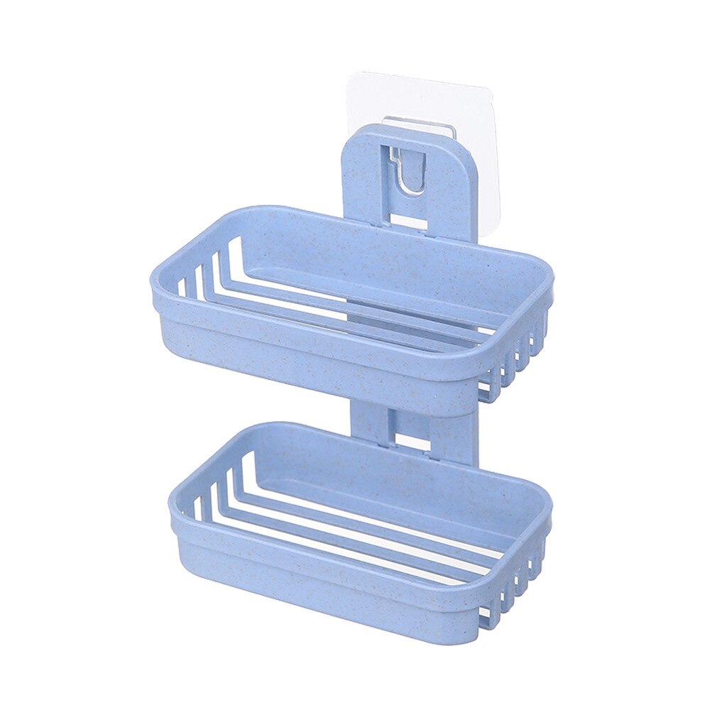 Caja de jabón de doble cubierta para baño, estante de ducha, plato de caja de jabón sin costuras, bandeja de placa de almacenamiento, Holder2.96: Blue