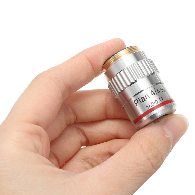 Microscope Plan Achromatic Objective Lens RMS Thread 4X DIN-standard Biological Microscope Objectives Lens