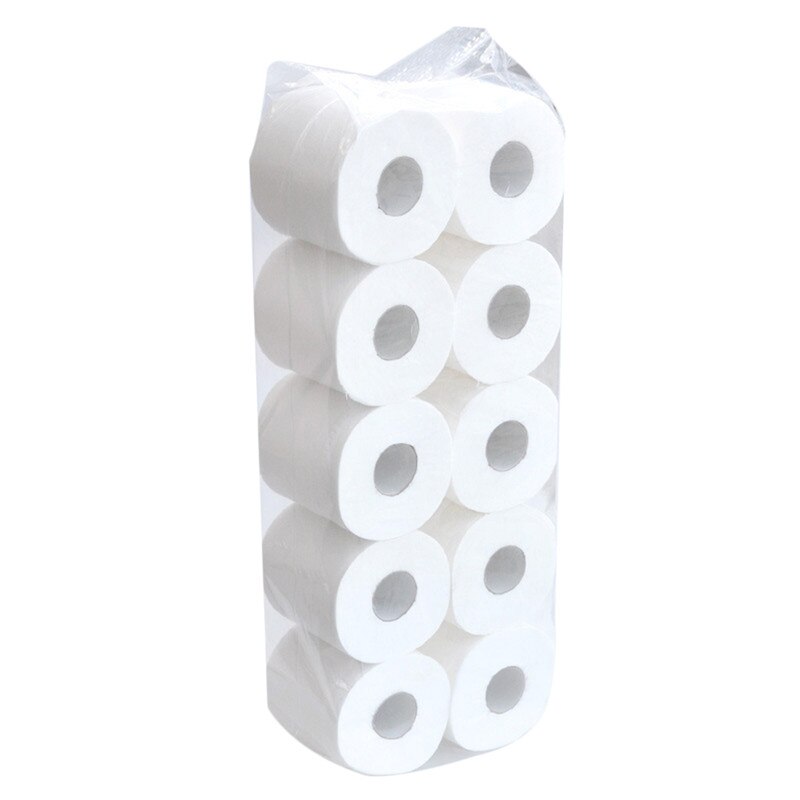 Rollo de papel higiénico de 4 capas para el hogar, rollo de 4 capas de pulpa de madera primaria, 10 rollos por lote