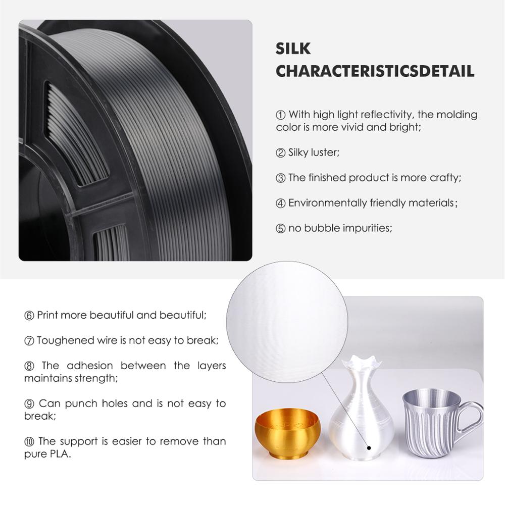 Sunlu 3D Afdrukken Zijde Pla Gloeidraad 1.75Mm 1Kg Filament Zijde Textuur Afdrukken Materiaal Plastic Refill Dimensie Nauwkeurigheid +/-0.02