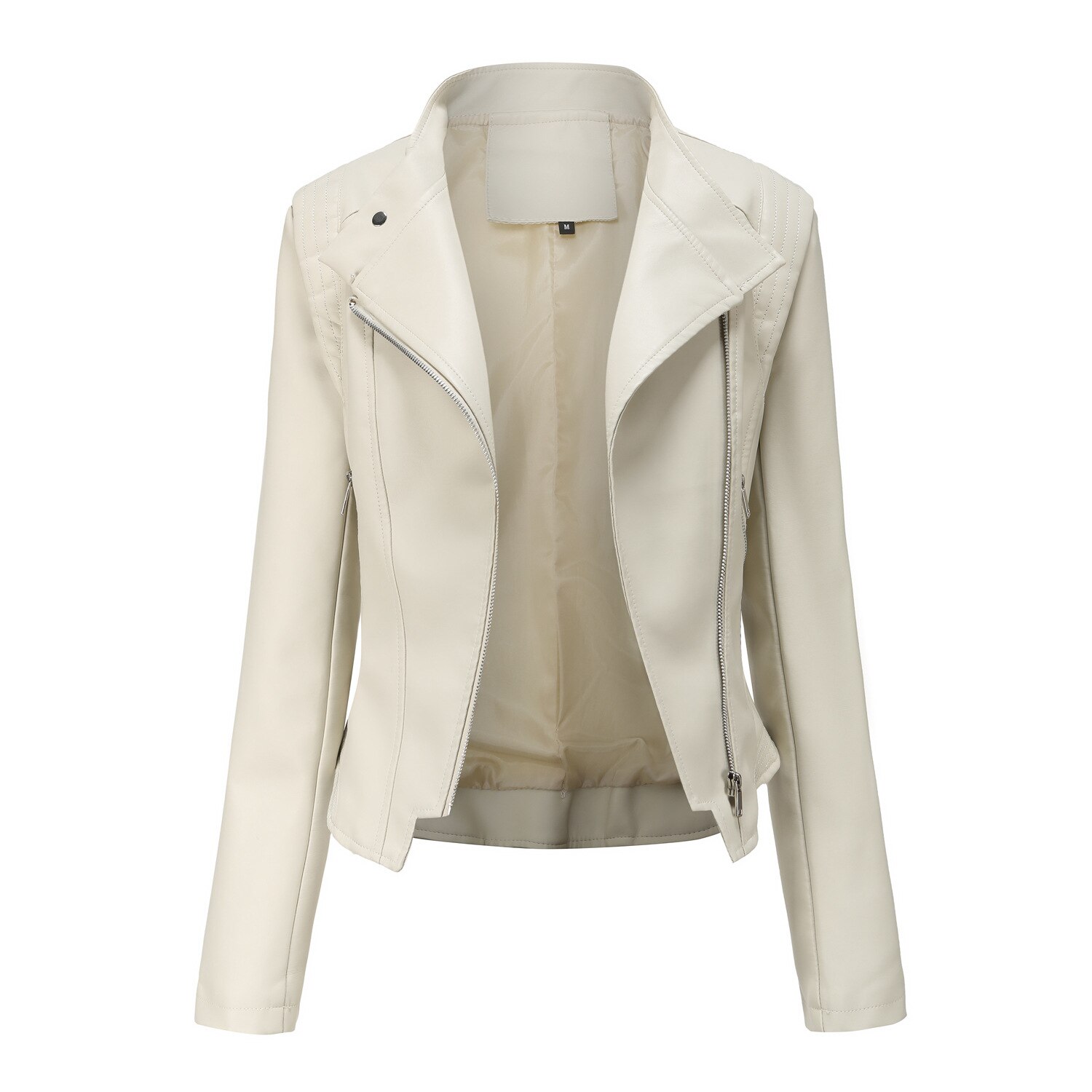 British Style Pu Lapel Women's Slim Leather Clothes Spring And Autumn Thin Long Sleeve Big Size Coat Short Jacket
