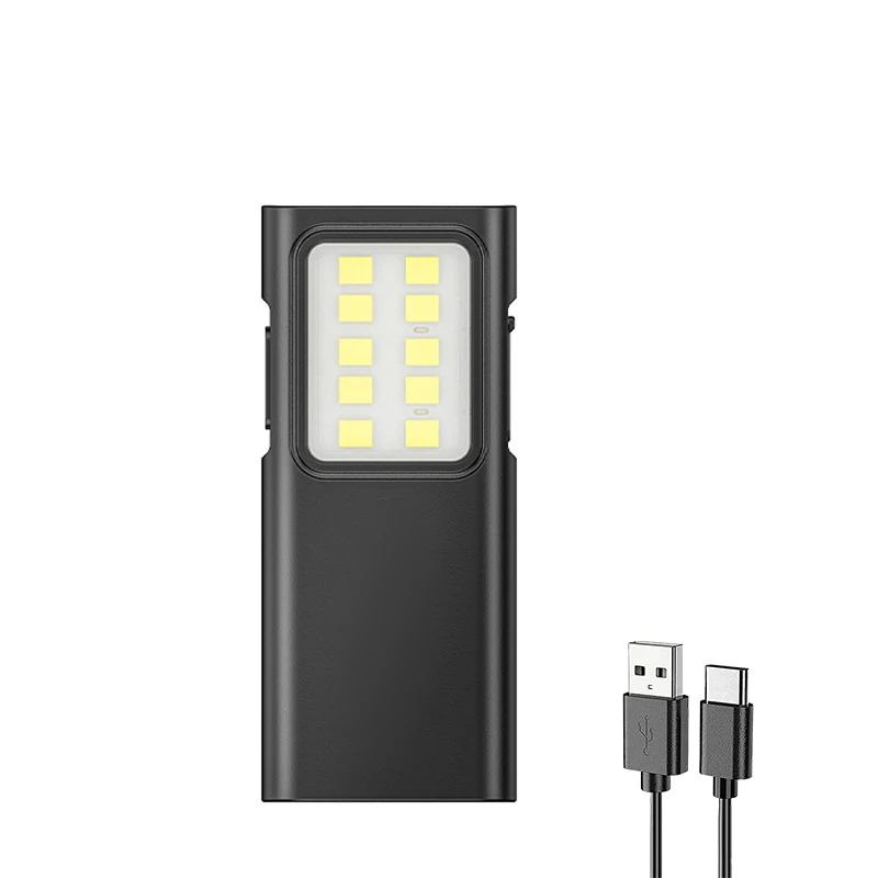 Multifunktionell ficklampa cob-strålkastare typ-c uppladdningsbar nattljus bakklämma utomhuscamping jaktbelysning: 2.5 w