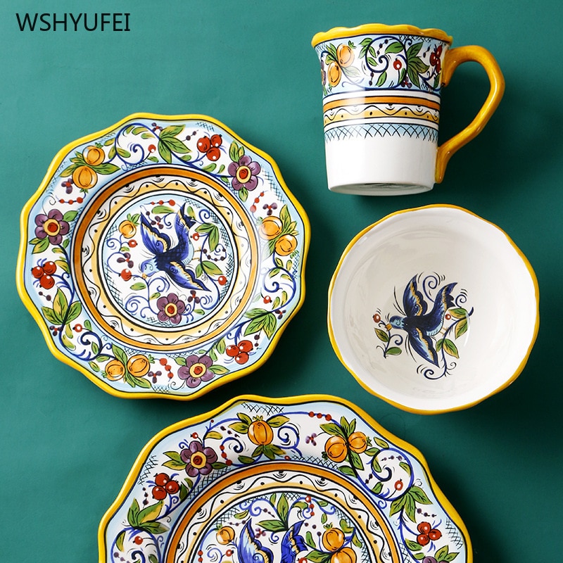 1 szt. Ceramiczny talerz na owoce zastawa deserowa talerzyk deserowy ręcznie malowany zastawa obiadowa ślub wakacje przybory kuchenne piękne