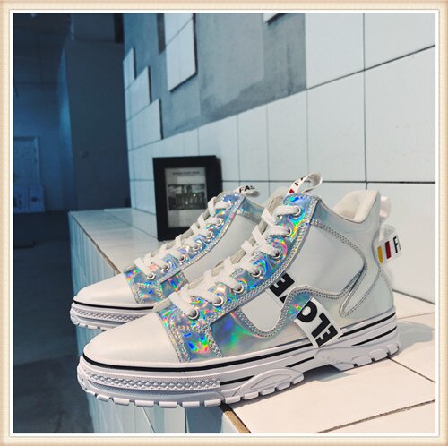 Holographic Mens Bot Vulcanized Shoes Mens Boots Trainers 4#20/10d50: blue / 44
