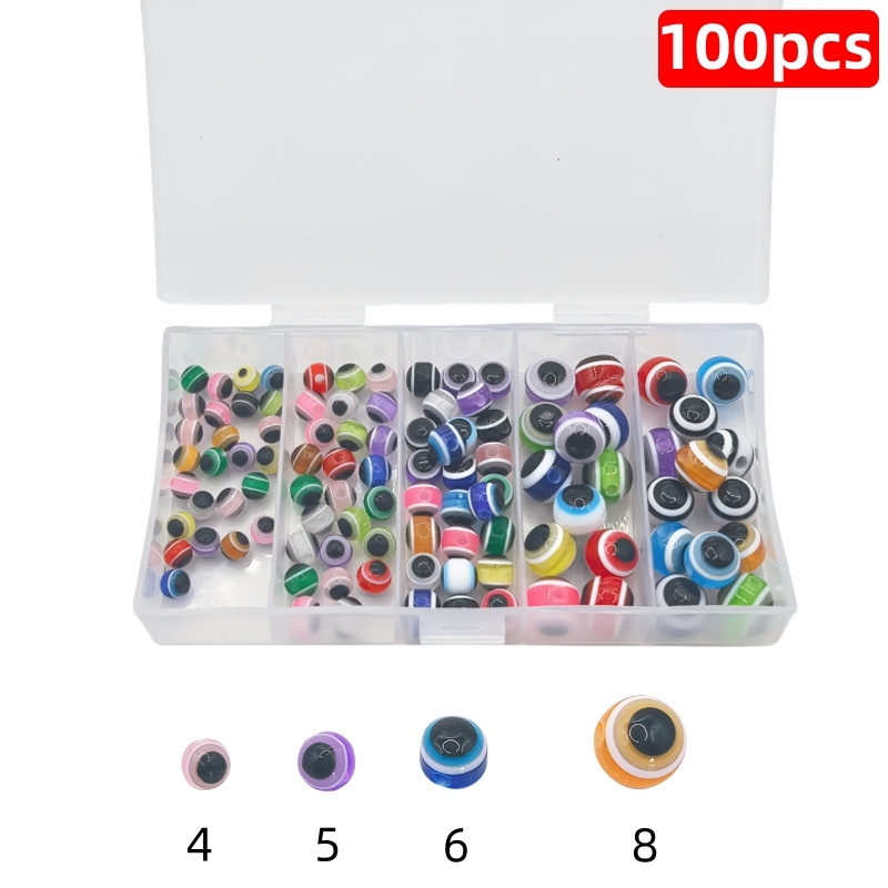 100 pièces de perles de blocage d'oeil de poisson en résine dure, perles de blocage de leurre d'oeil de poisson simulées