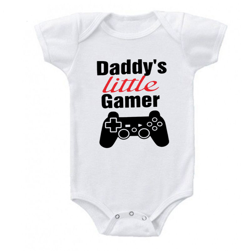 Daddy's Little Gamer Newborn Baby Bodysuit Cotton White Jumpsuits Baby Body Boys Girls Clothing Onesie Outfits: 18M