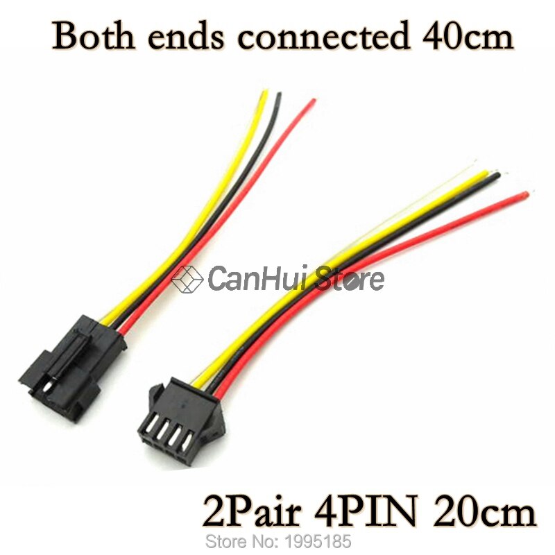 Conector de cable macho a hembra, 2-5 pares, 10/15/20cm, JST SM 2P 3P 4P, tiras LED, conectores de controlador de lámpara, adaptador rápido: 2Pair 4PIN 20cm