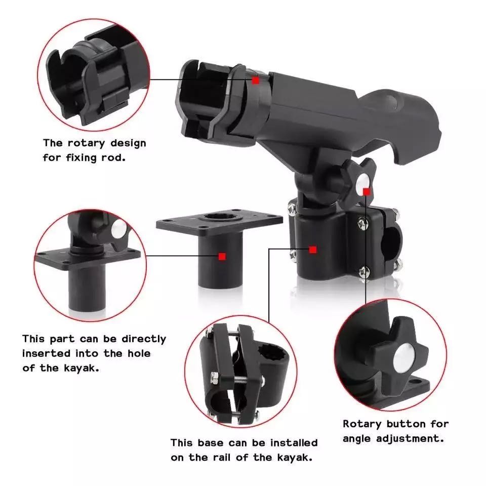 Fishing Rod rack Holders Adjustable Removable 360 degree Kayak Boat Accessories