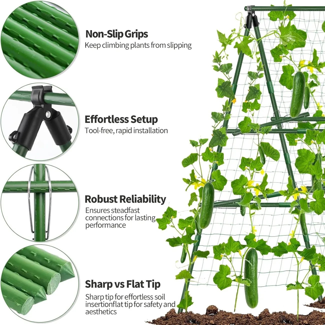 Cucumber Trellis 48x48inch A-Frame Metal Garden Tr... – Grandado