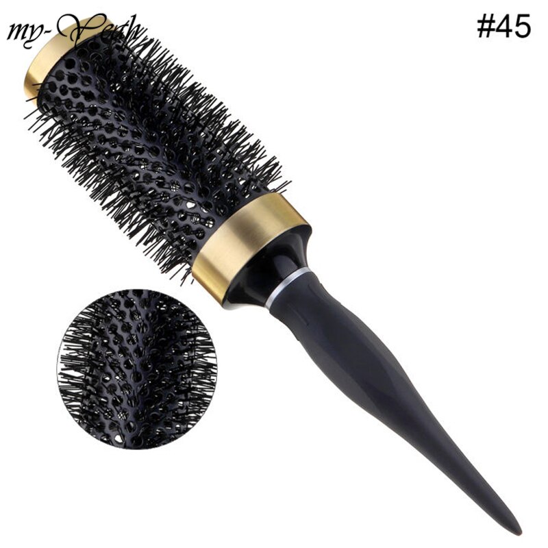 Cepillo de pelo de hierro de nailon, 8 tamaños, peine de barril redondo antiestático resistente a altas temperaturas, herramienta de secado y rizado para el hogar DIY: 26.10 x 4.70cm