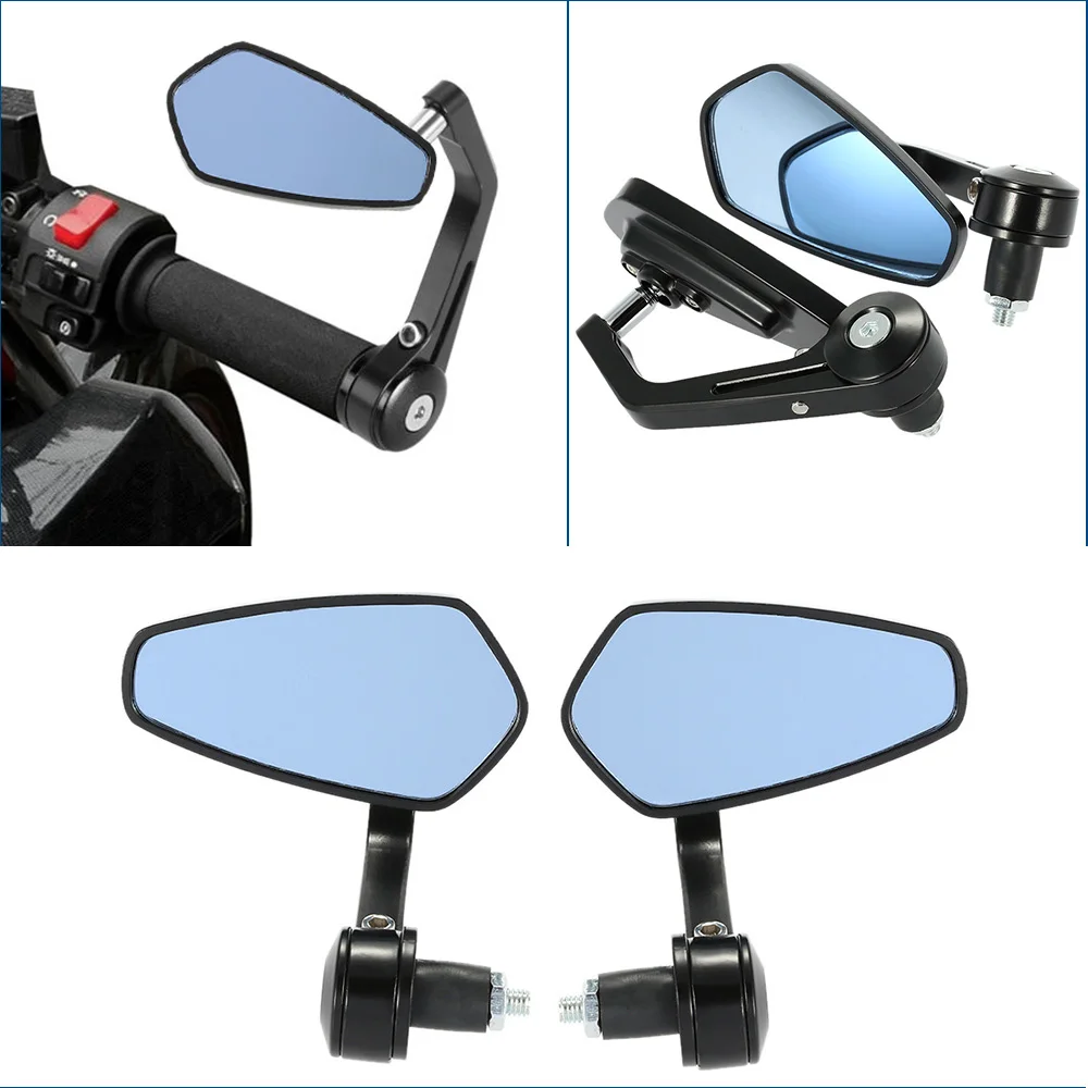 Zijspiegel voor motorfietsstuur Blauw glas 7/8" 22 mm handvatspiegel: Default Title