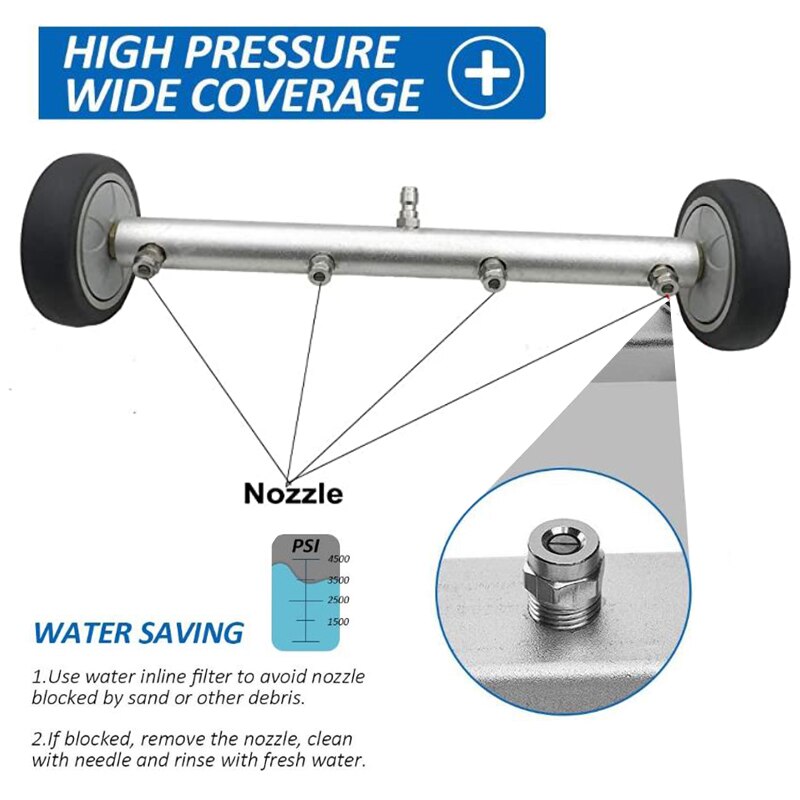 Limpiador de chasis, escoba de agua, lavado de Chasis de coche para Karcher/Parkside/Black Decker, lava la parte inferior de las boquillas de lavado del coche