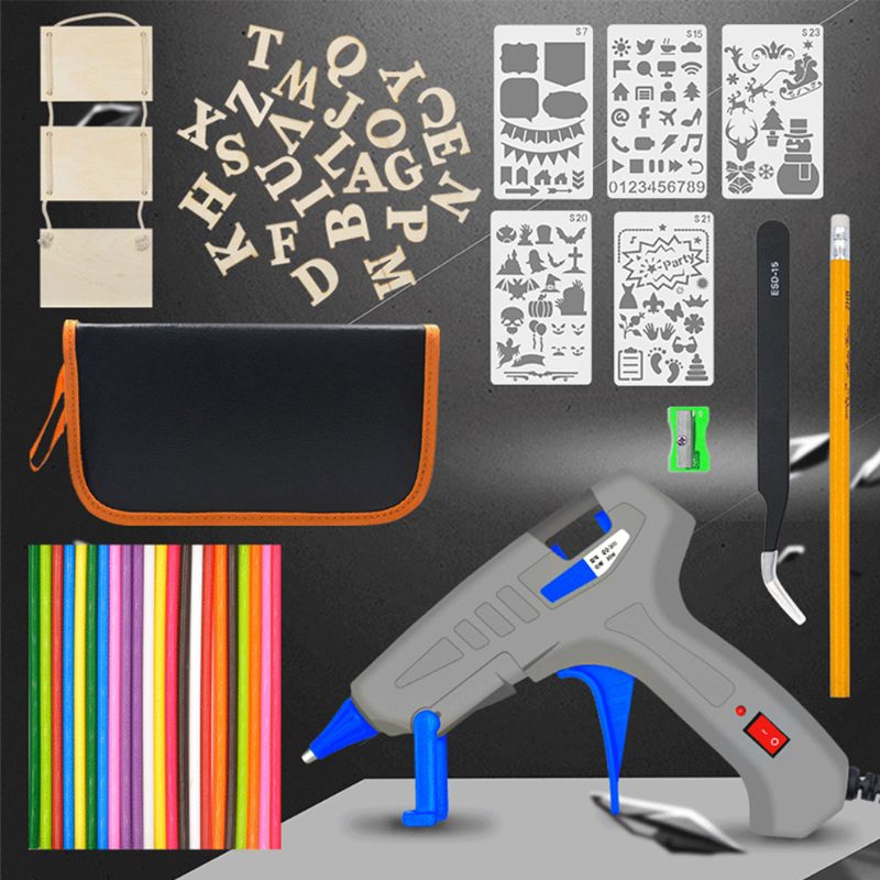 Kit de herramientas de soldadura de hierro eléctrico, de 30W temperatura ajustable, pinzas, juego de barras de pegamento para artesanía casera, UE/REINO UNIDO/EE. UU.