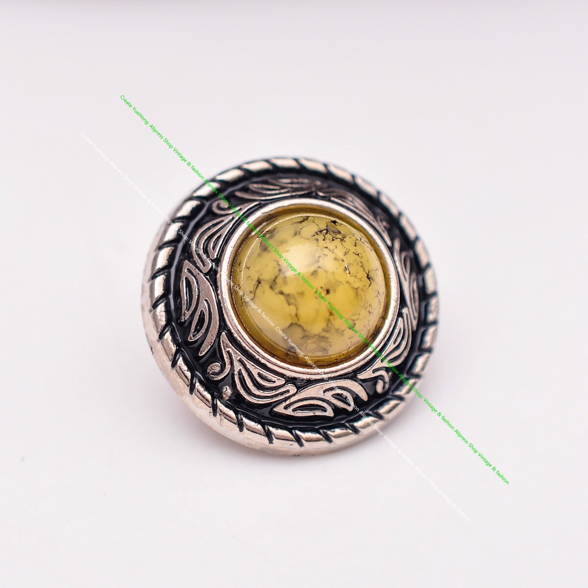 Gör-det-själv läderhantverk turkos sten vintage silvermönster snidad skruvnit nit plånbok dekorationsknappsats 20mm 10 st/lot: Beige