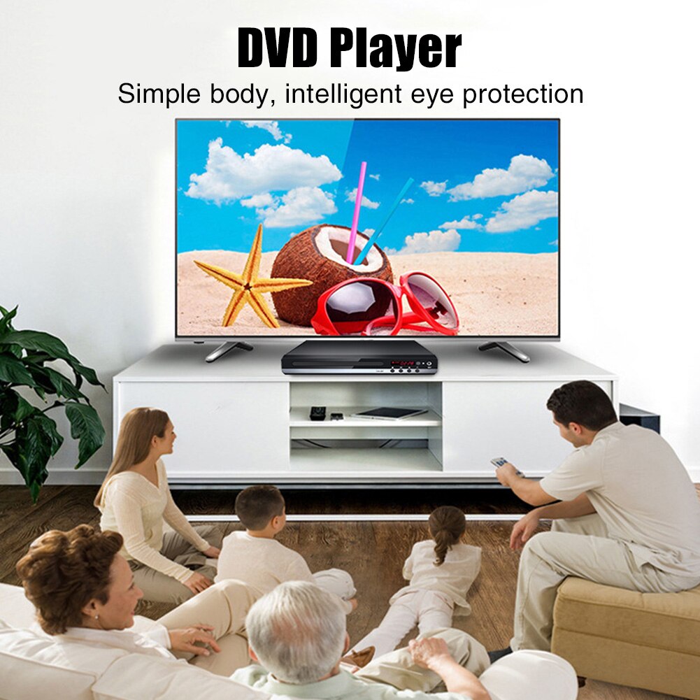 USB DVD Player Karaoke For TV Remote Control Home Portable Easy Install US Plug MIC Input VCD Metal With Cable Multi Format