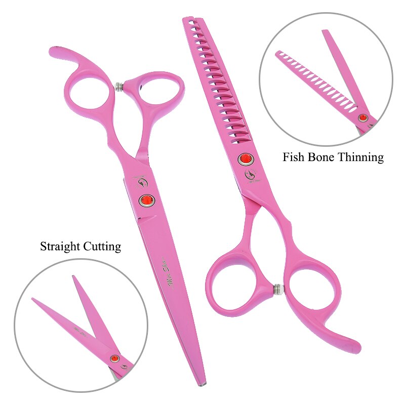 7" Pet Scissors for Dog Grooming Straight Curved Shears Animal 40% Cut Off Thinning Trimmers Dog Accessories B0036A