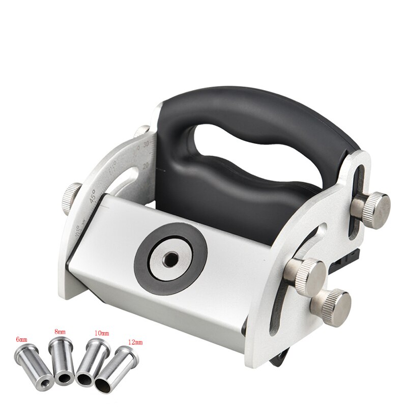 Multi-Hoek Pocket Gat Jig Schuine Gat Locator Boren Tool Kit 6/8/10/12Mm treknagel Jig Aluminium Joinery Schrijnwerker Diy Gereedschap: Silver